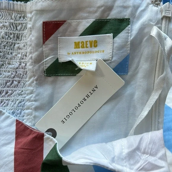 Anthropologie Maeve Halter Midi Sundress Blue White Red Green Sz M NEW - Picture 14 of 16